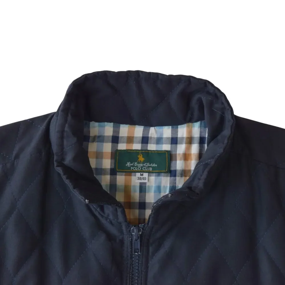 Polo Club Navy Quilted Vest M – Plaid Lined Sleeveless Jacket Men